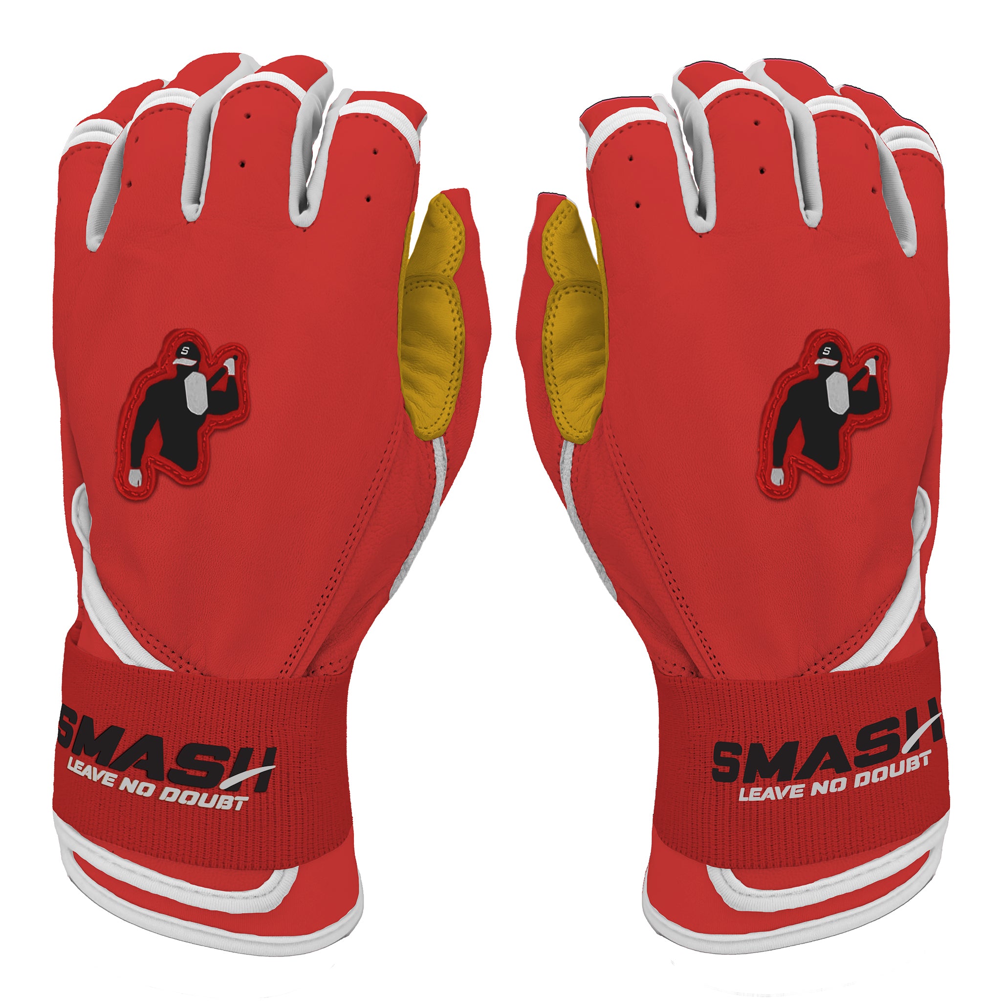 CLASSIC WHITE CABRETTA LEATHER IMPACT CUFF BATTING GLOVES SMASH LLC